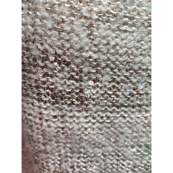 ANA XL Womens Sweater Silver Gray Knit Holographic Sequin Scoop Neck 3/4 Sleeve - Picture 5 of 16